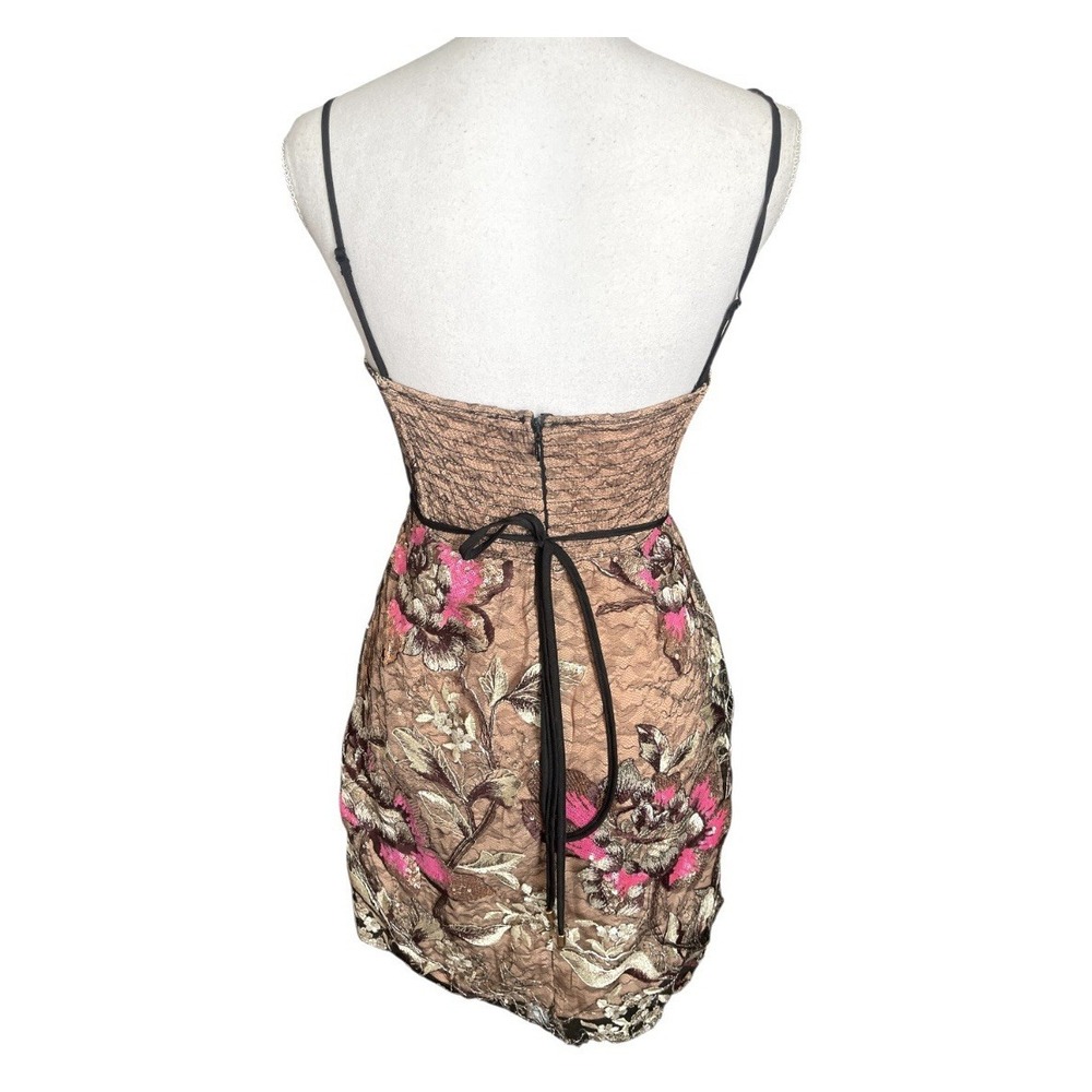 NWT $198 Free People Last Call Mini Dress Floral Sequin Lace Shimmer Party Sz XS - Picture 11 of 16